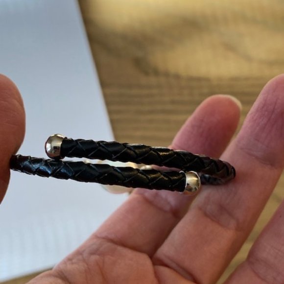 Fresh Water Pearl Bangle Wrapped in Black Leather - Picture 3 of 5